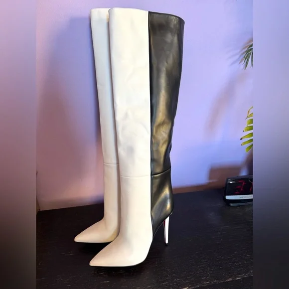 Christian Louboutin Astrilarge 100 black and white Botta boots in 41 EU - Picture 3 of 16